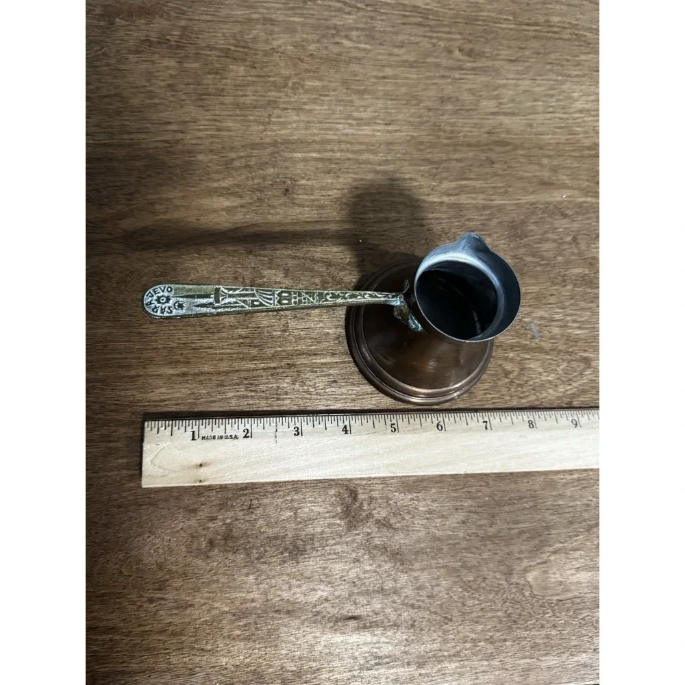 Vintage Sarajevo Art Craft Company Copper  Turkish Coffee Pot Brass Handle